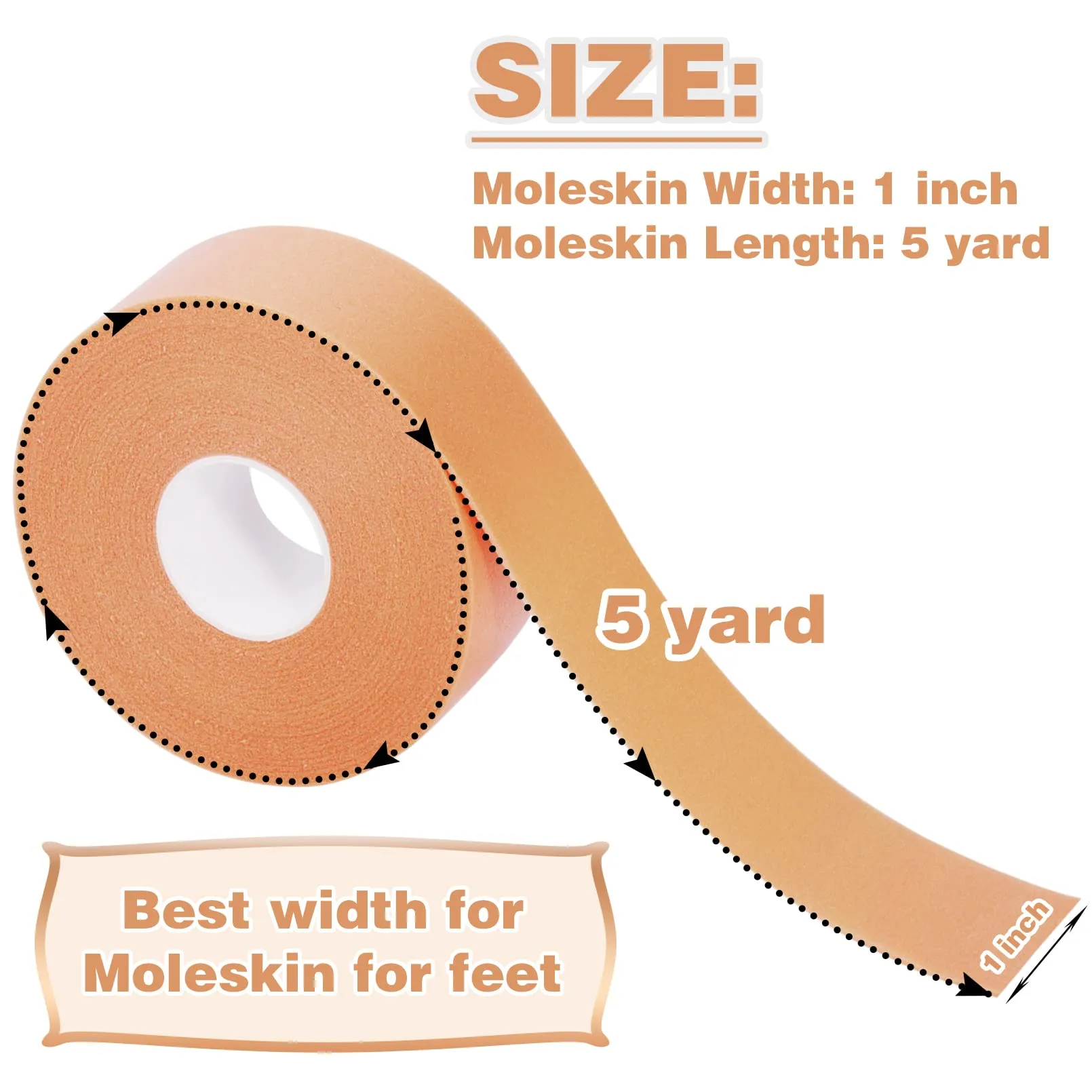 6Rolls Moleskin Tape,Adhesive Blister Tape Pads,Anti-wear Blister Prevention Heel Pads Foam Tape,Waterproof Moleskin for Feet,Blister Tape Foot Care Sticker for Hand Foot Heel Toe Reduce Friction Pain