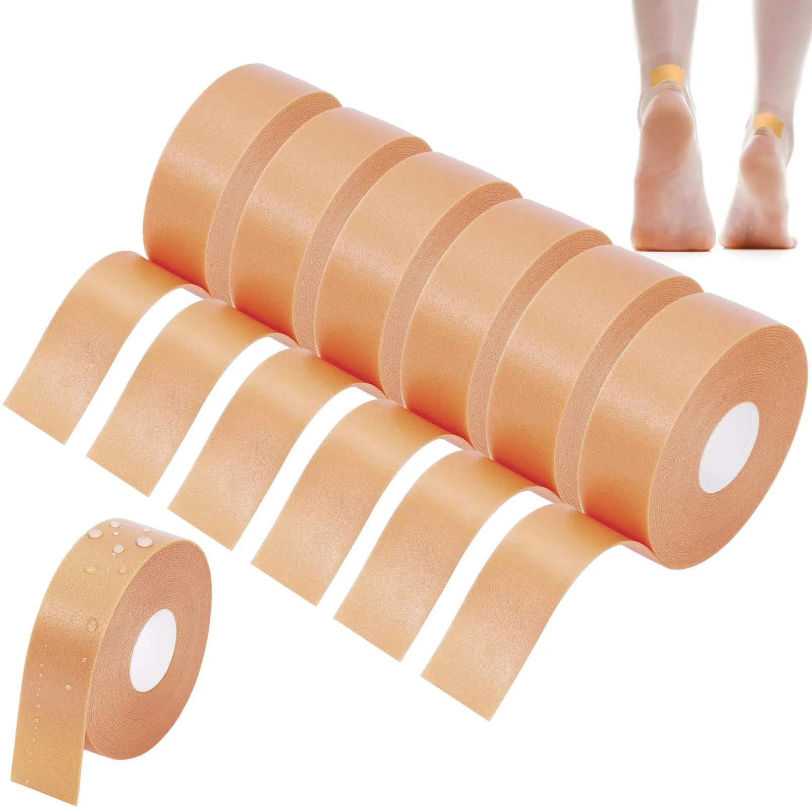 6Rolls Moleskin Tape,Adhesive Blister Tape Pads,Anti-wear Blister Prevention Heel Pads Foam Tape,Waterproof Moleskin for Feet,Blister Tape Foot Care Sticker for Hand Foot Heel Toe Reduce Friction Pain