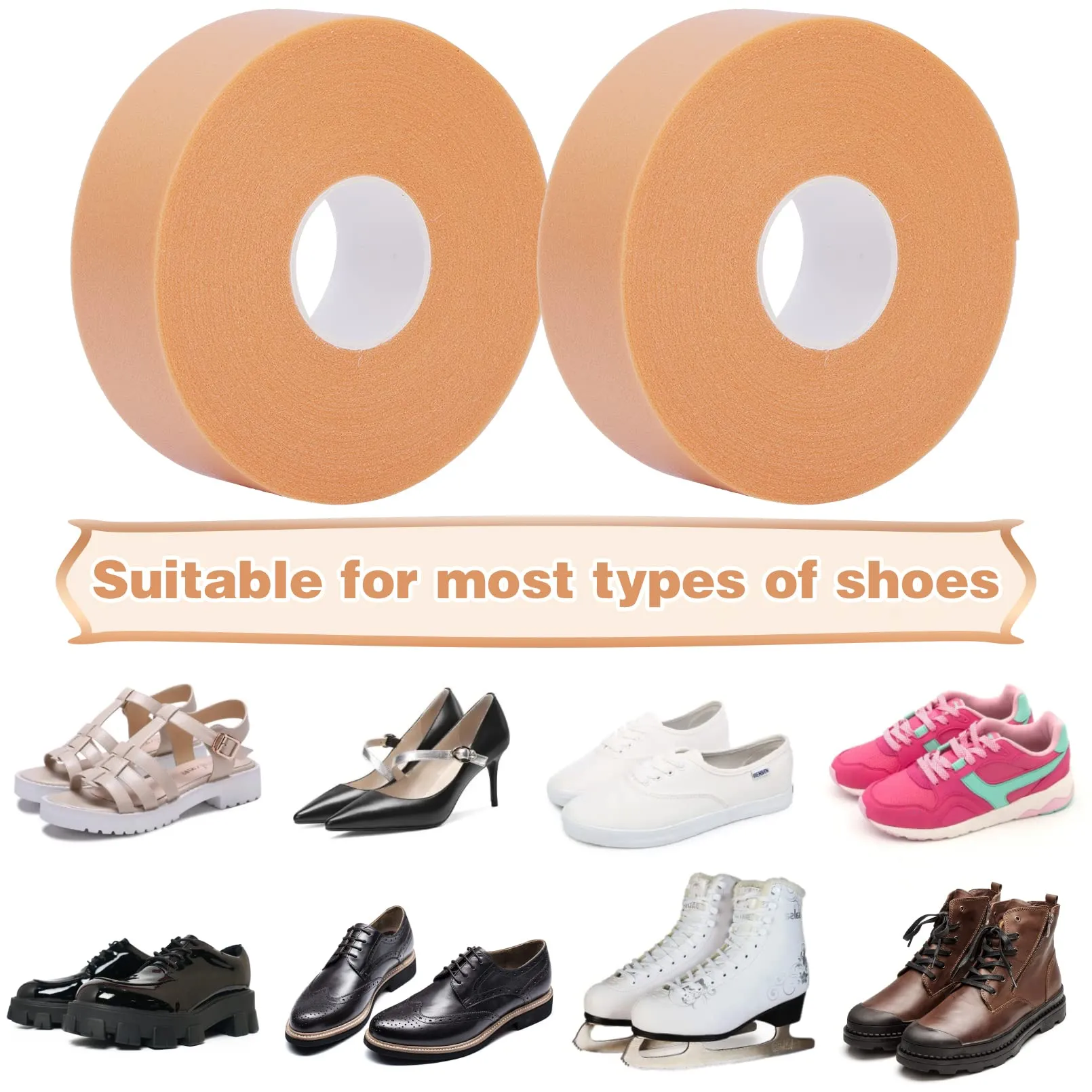 6Rolls Moleskin Tape,Adhesive Blister Tape Pads,Anti-wear Blister Prevention Heel Pads Foam Tape,Waterproof Moleskin for Feet,Blister Tape Foot Care Sticker for Hand Foot Heel Toe Reduce Friction Pain