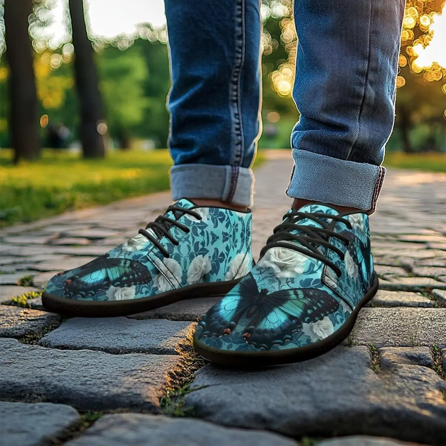 Butterfly Print Walking Shoes Lightweight Walking Tennis Hiking Work Ankle Sneaker for Men Women