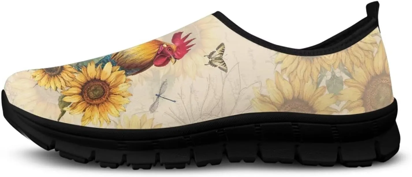 Cute Animals Sneakers for Women Low-Cut Casual Flats Breathable Mesh Loafers Shoes Slip on Athletic Shoes