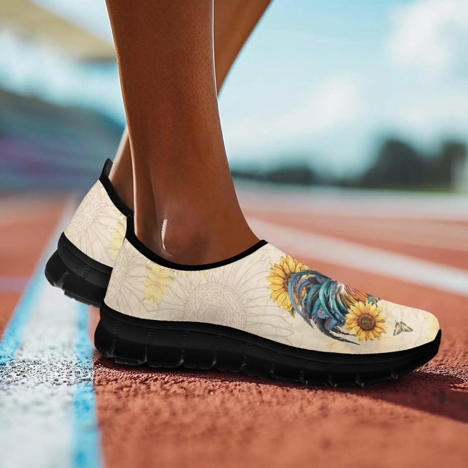 Cute Animals Sneakers for Women Low-Cut Casual Flats Breathable Mesh Loafers Shoes Slip on Athletic Shoes