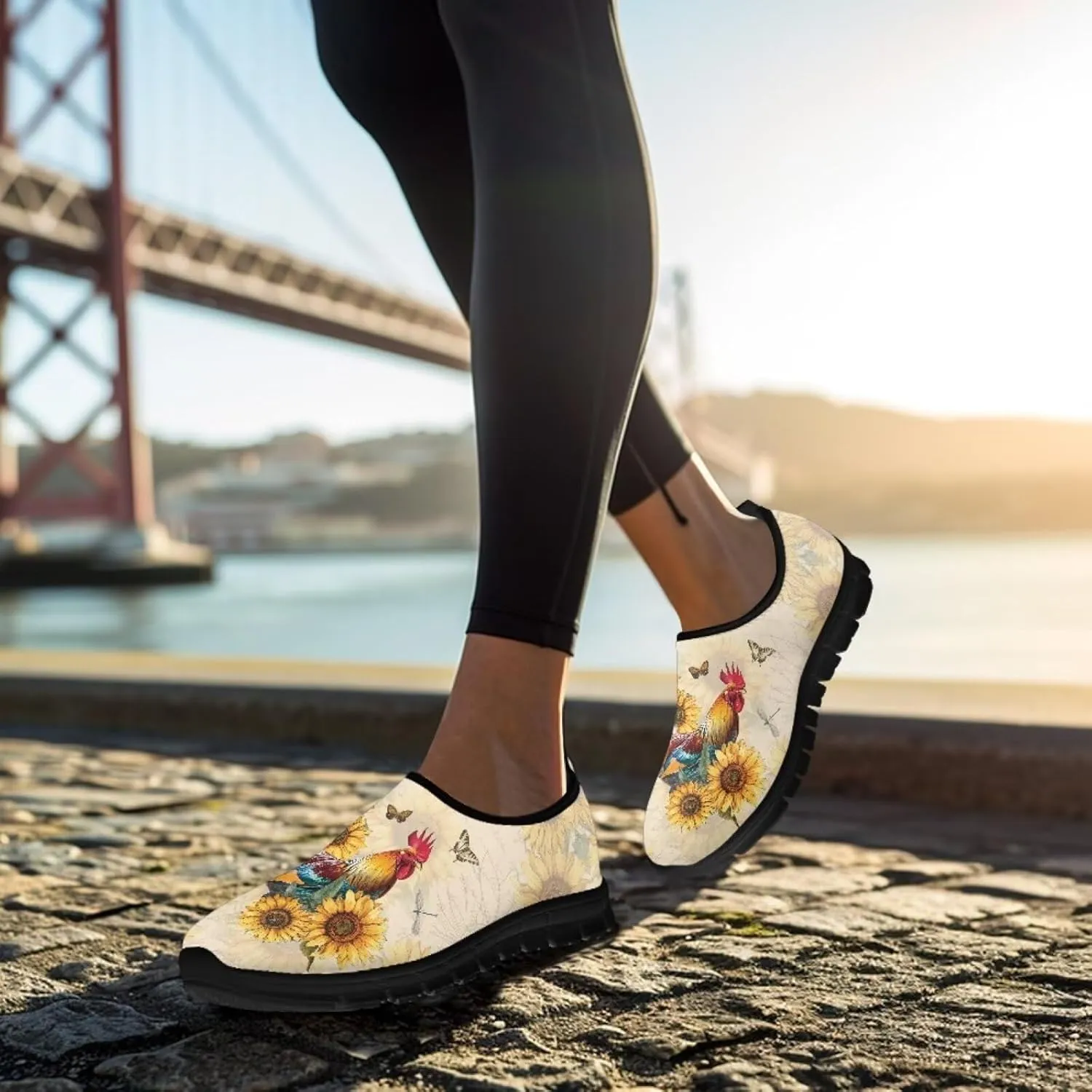 Cute Animals Sneakers for Women Low-Cut Casual Flats Breathable Mesh Loafers Shoes Slip on Athletic Shoes