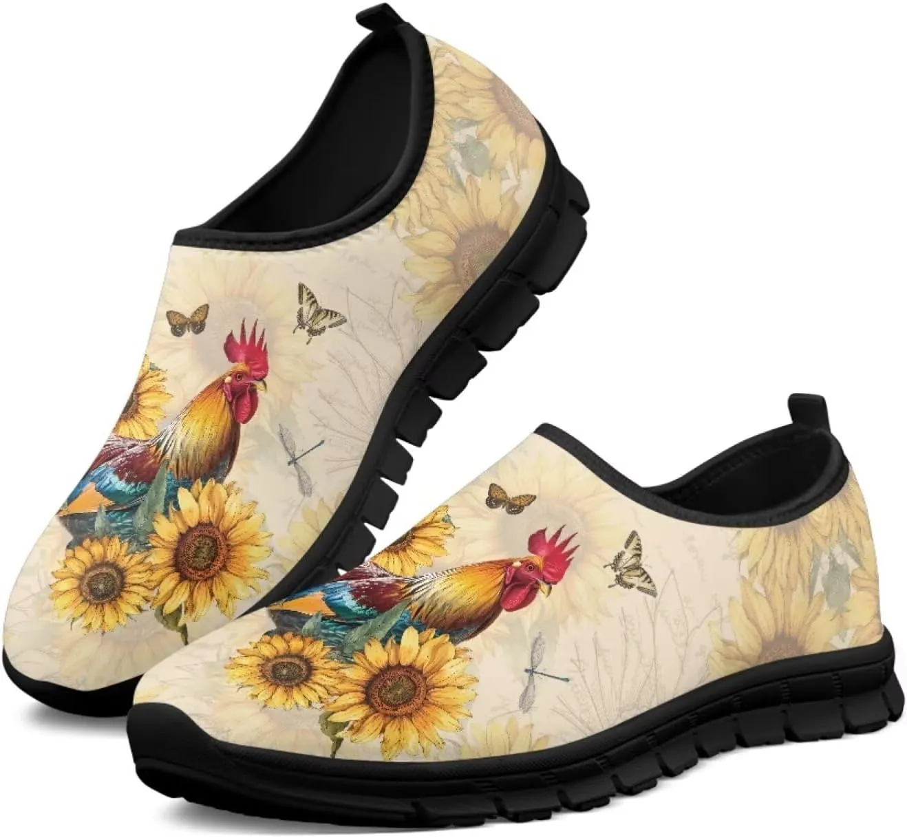 Cute Animals Sneakers for Women Low-Cut Casual Flats Breathable Mesh Loafers Shoes Slip on Athletic Shoes