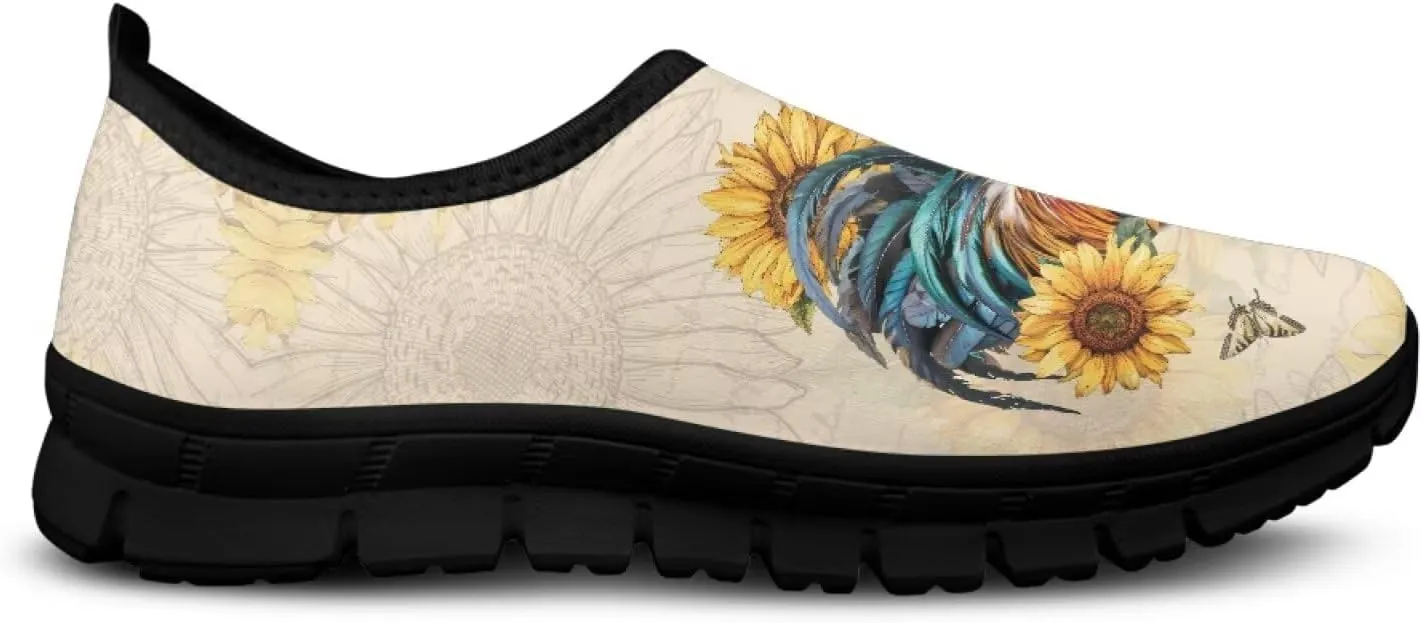 Cute Animals Sneakers for Women Low-Cut Casual Flats Breathable Mesh Loafers Shoes Slip on Athletic Shoes