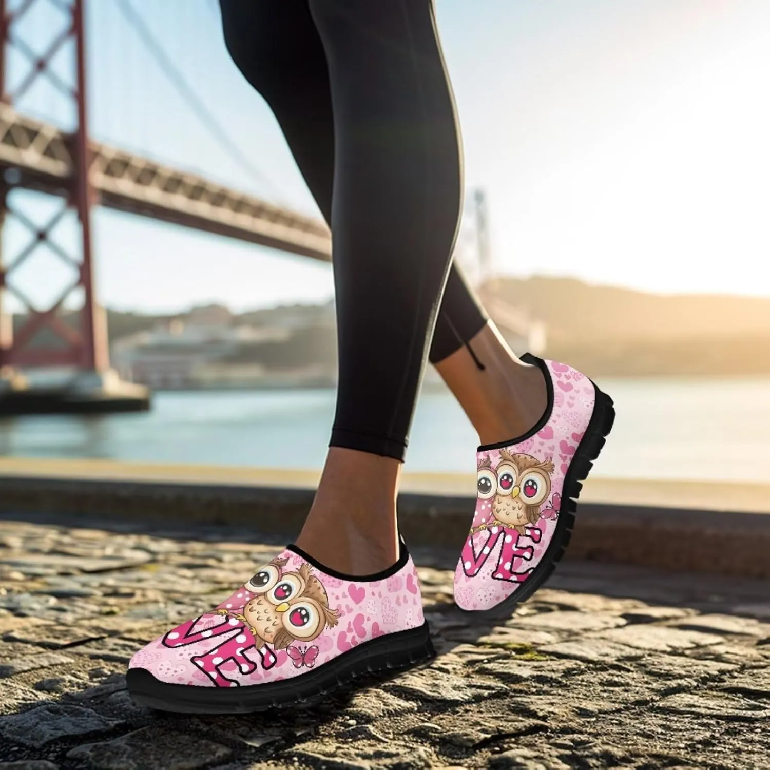 Heart Casual Sneakers for Women Show Loves Slip on Loafers with Arch Support Low Cut Shoes Valentine's
