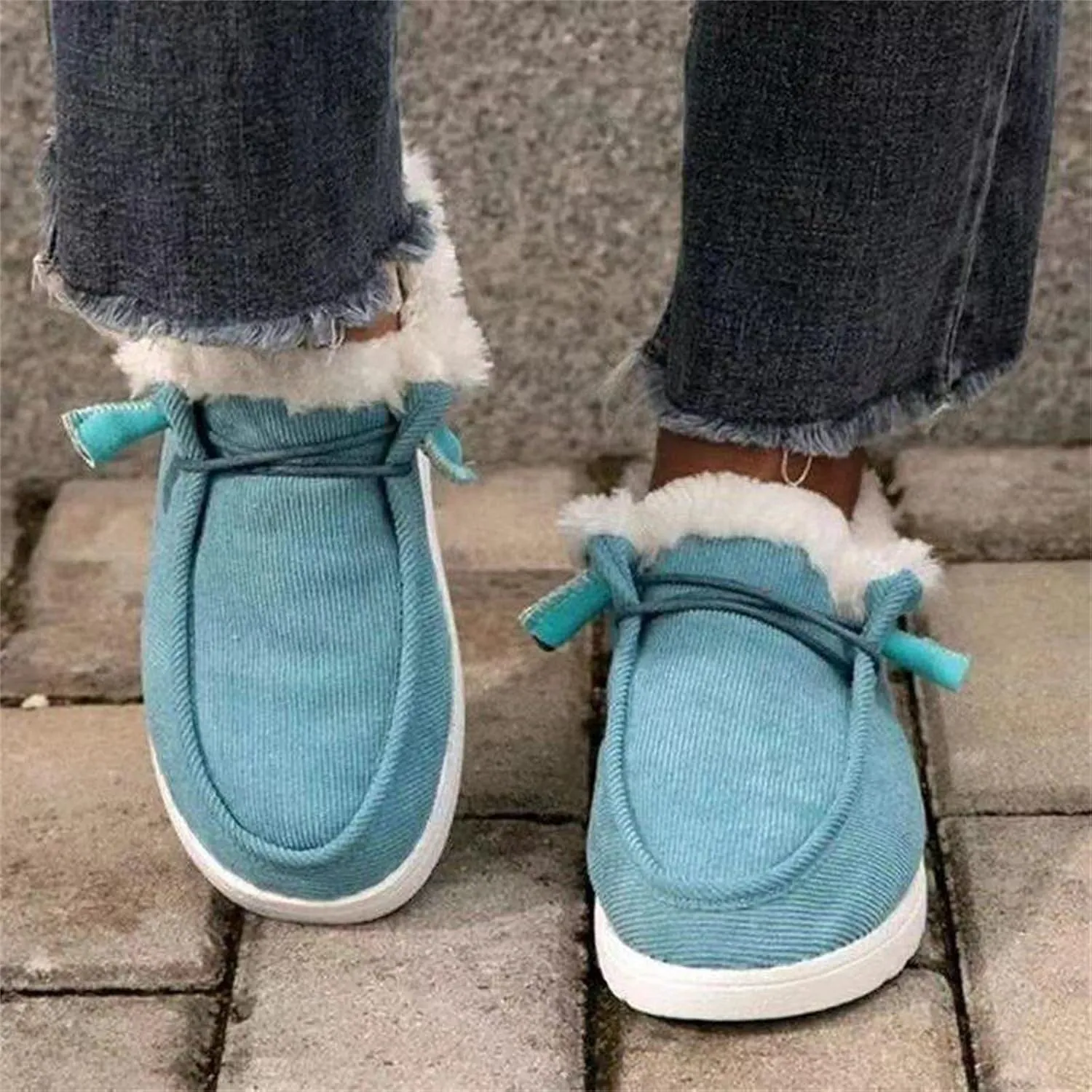 Ladmiple Boots For Women Ankle Booties Winter Warm Fur Lined Snow Boots Outdoor Slip On Comfortable Fashion Walking Shoes