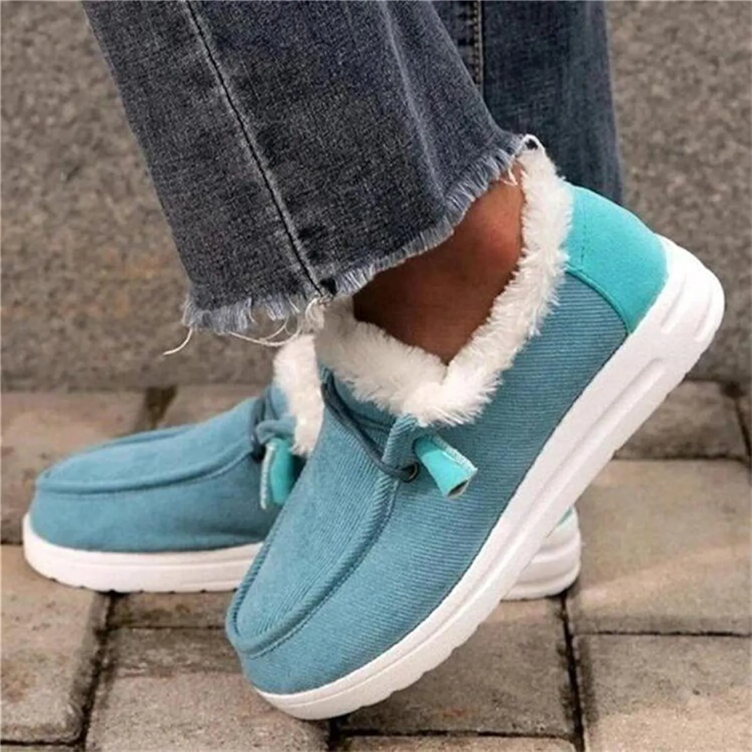 Ladmiple Boots For Women Ankle Booties Winter Warm Fur Lined Snow Boots Outdoor Slip On Comfortable Fashion Walking Shoes