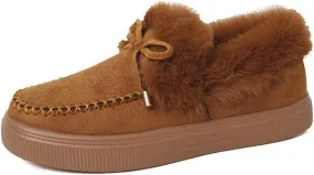 Ladmiple Snow Boots For Women Slip On Winter Shoes with Fur Lined Warm Slip On Ankle Booties Comfort Outdoor Walking Shoes