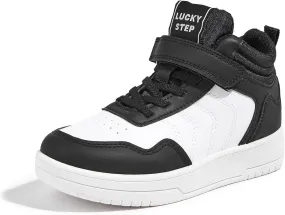 LUCKY STEP Kids High Top Sneakers Fashion Basketball Tennis Shoes Skyhigh Running Sports Ankle Boots Hook and Loop Casual Walking Shoe for Boys Girls