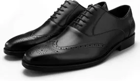 Men Dress Shoes, Lace Up Business Leather Shoes Handmade Cowhide Breathable Formal Wear Shoes Walking Party Banquet Urban,Black- 44/UK 9.5/US 10