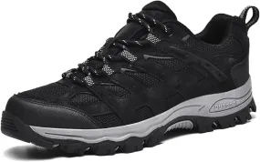 Men's Fashion Waterproof Hiking Shoes Leather Comfortable Lace Up Lightweight Anti Slip Low Tops Outdoor Walking Work Shoes Trail Running for Men