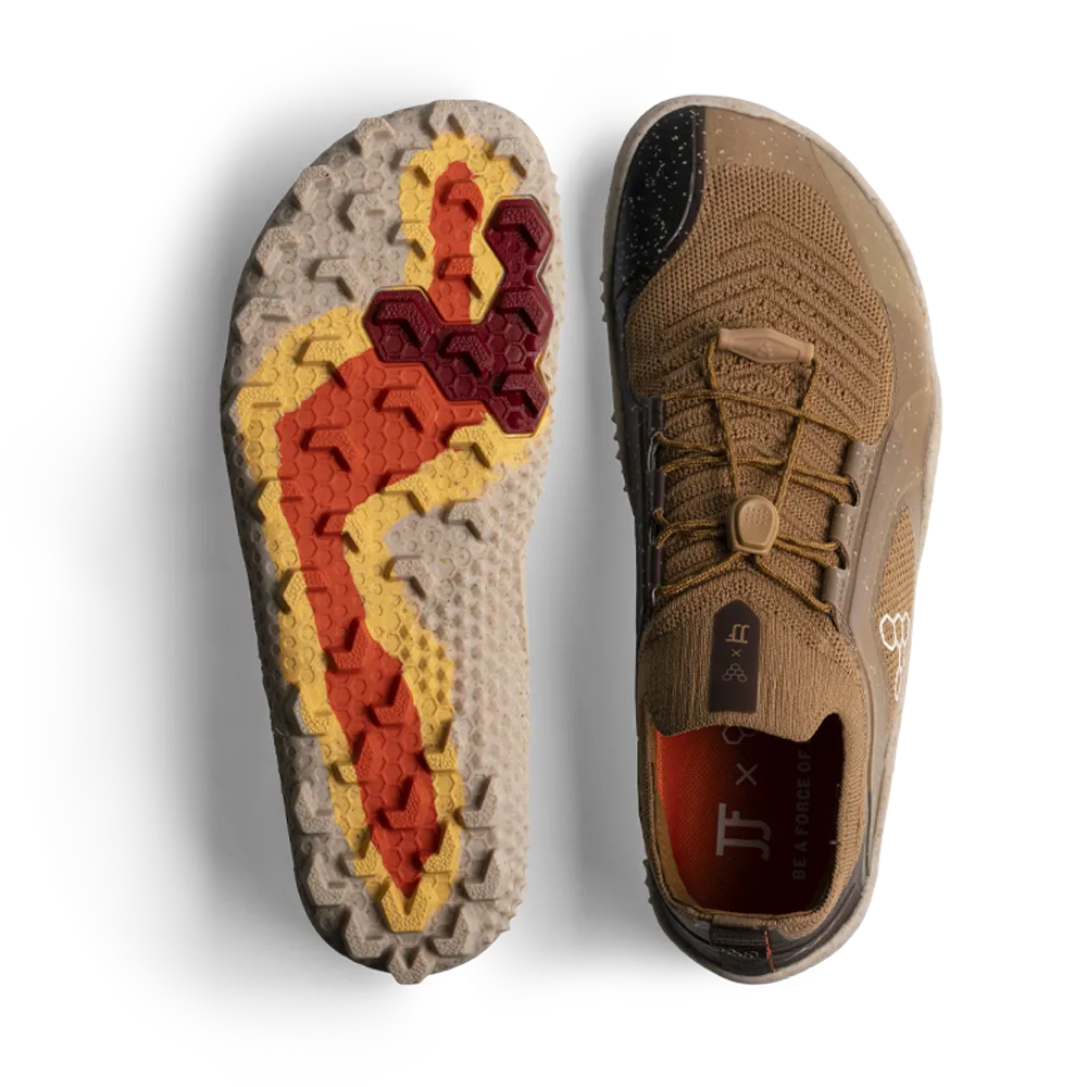 Vivobarefoot Womens Primus Trail SG JJF Knit in Elegant Bone Brown Color