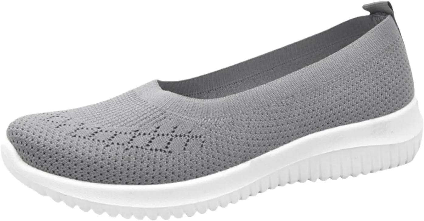 Women's Athletic Shoes Lightweight Woven Orthopedic Breathable Shoes Casual Slip on Walking Shoe Comfortable Walking Sneakers with Arch Support