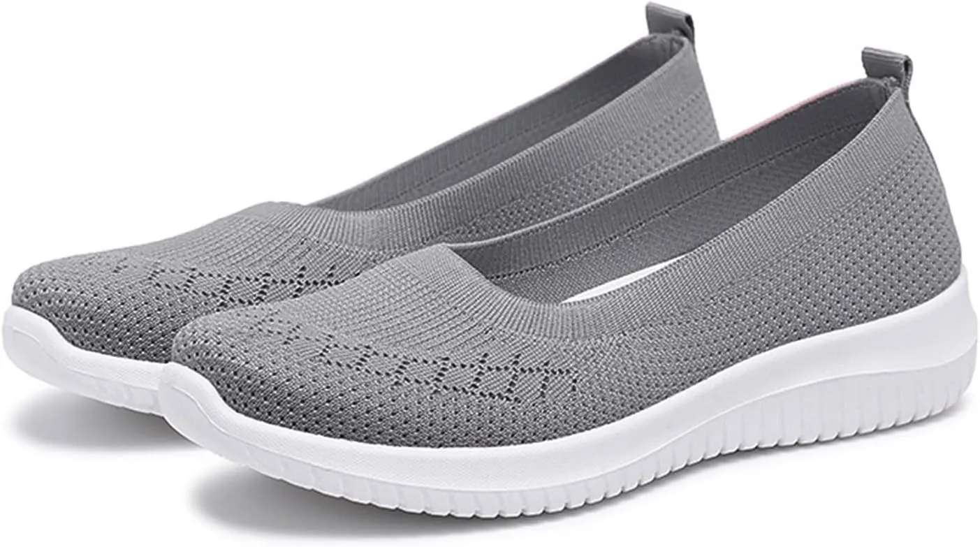 Women's Athletic Shoes Lightweight Woven Orthopedic Breathable Shoes Casual Slip on Walking Shoe Comfortable Walking Sneakers with Arch Support