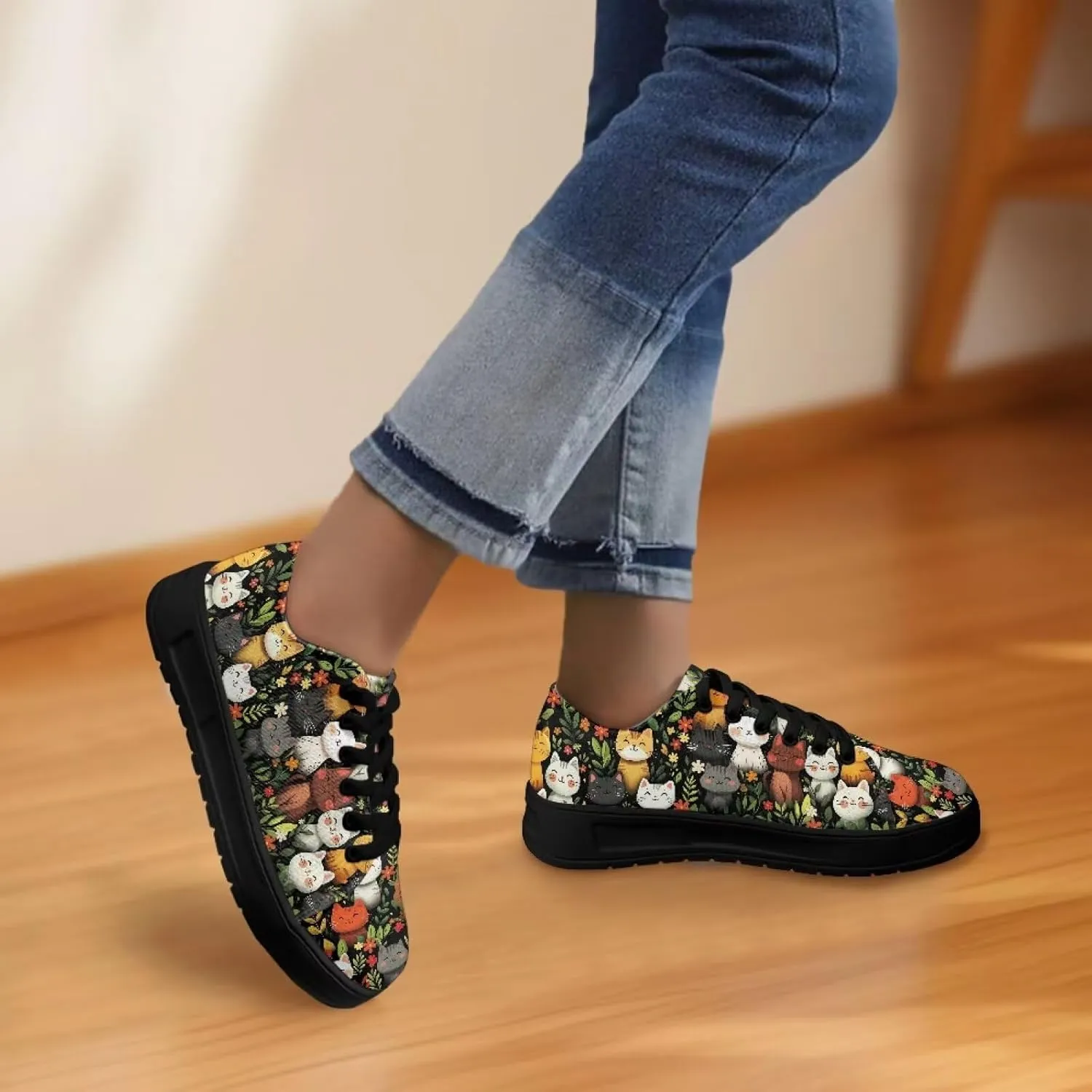 Women’s Canvas Sneakers Orthotic Walking Shoes with Memory Foam Non-Slip Canvas Shoes for Hiking Walking Running