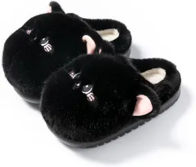 Women's Cute Cat Slippers, Comfortable Plush Warm One Size Slippers, White