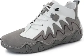 Women's Hiking Shoes Italian Handmade Suede High Top Soft Genuine Leather Casual Waterproof Retro Leather Lightweight Outdoor Sneakers Women Breathable Sports Shoes for Hiking Trailing