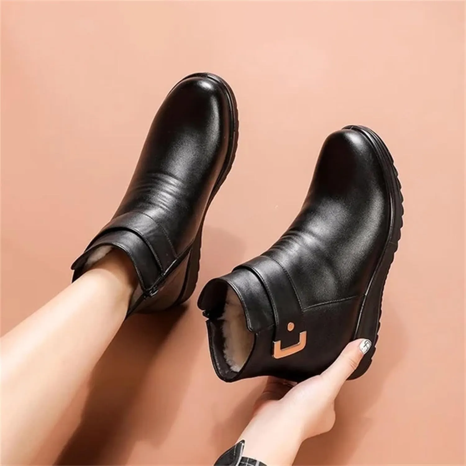 Womens Snow Boots Waterproof Plush Lined Snow Boots Womens Snow Boots Winter Warm Booties Slip On Snow Boot for Women Waterproof Brown Boots for Women Mens Snow Booties