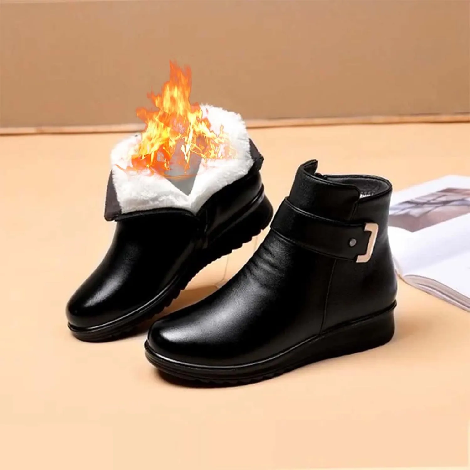 Womens Snow Boots Waterproof Plush Lined Snow Boots Womens Snow Boots Winter Warm Booties Slip On Snow Boot for Women Waterproof Brown Boots for Women Mens Snow Booties