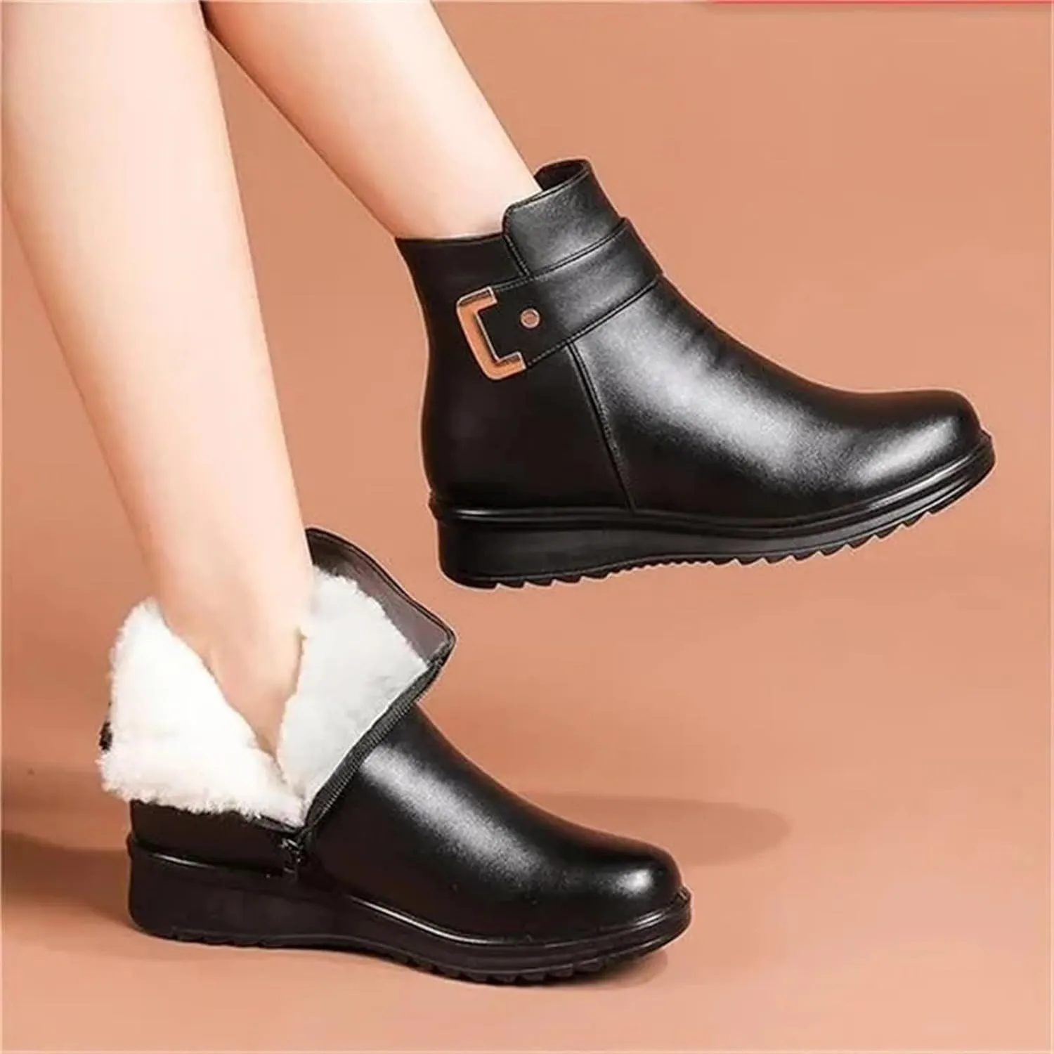Womens Snow Boots Waterproof Plush Lined Snow Boots Womens Snow Boots Winter Warm Booties Slip On Snow Boot for Women Waterproof Brown Boots for Women Mens Snow Booties