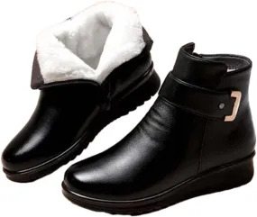 Womens Snow Boots Waterproof Plush Lined Snow Boots Womens Snow Boots Winter Warm Booties Slip On Snow Boot for Women Waterproof Brown Boots for Women Mens Snow Booties
