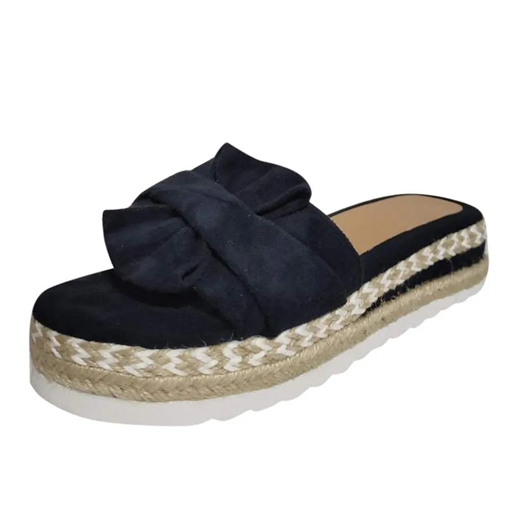 ZKXYFFS Women's Wedge Platform Sandals Open Toe Espadrilles Bow Wedge Sandals Casual Summer Classic Beach Slide Mules Shoes